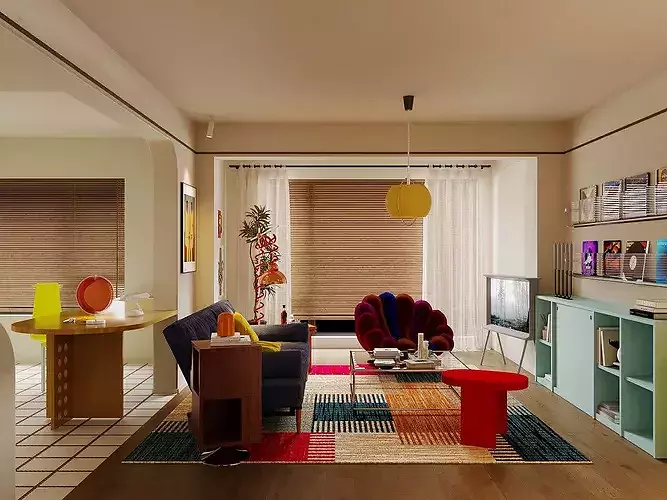 Dopamine Living Room Bauhaus Living Room  3D model 3