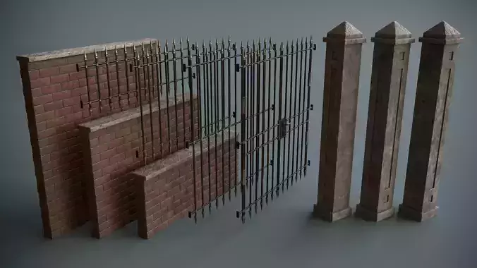 Modular Fences Low-poly 3D model