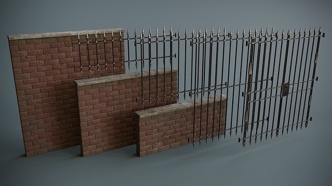 Modular Fences Low-poly 3D model 2