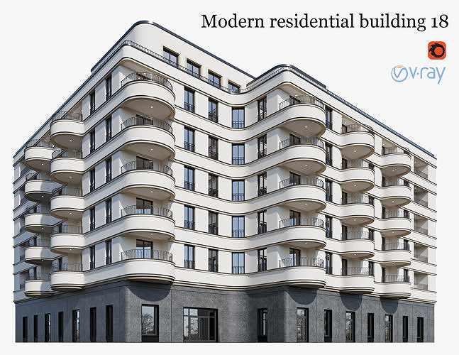 Residential and commercial buildings set - 3 3D Model Pack 2