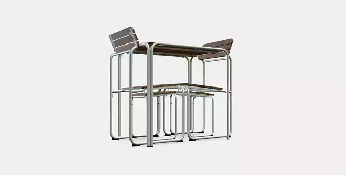 FURUON dining table with 2 chairs  2 stools 3D model