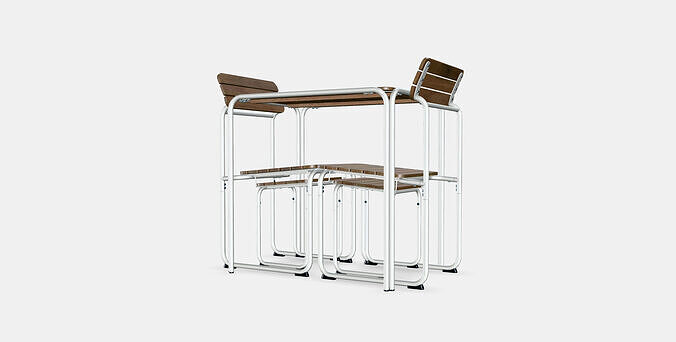 FURUON dining table with 2 chairs  2 stools 3D model 3