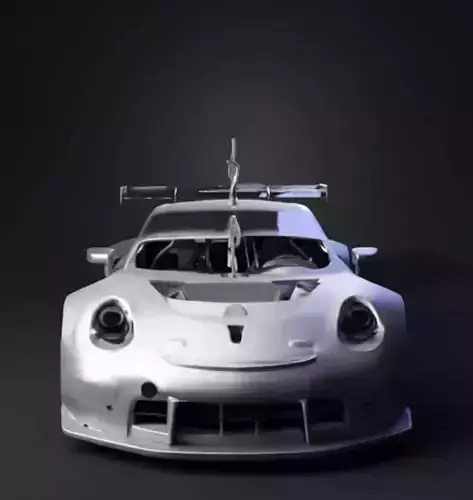 High-Detail 3D Render of a Racing Car with Open Hood 3D model 3
