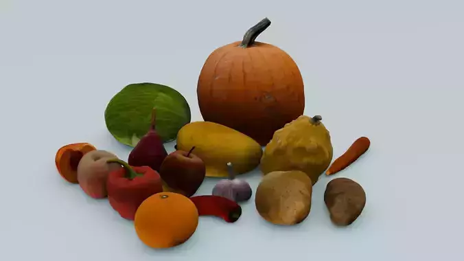 Fruits and Vegetables Pack 3D Model Low-poly 3D model