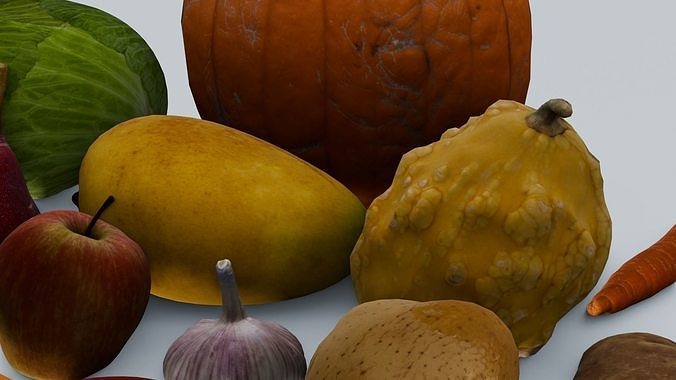 Fruits and Vegetables Pack 3D Model Low-poly 3D model 3