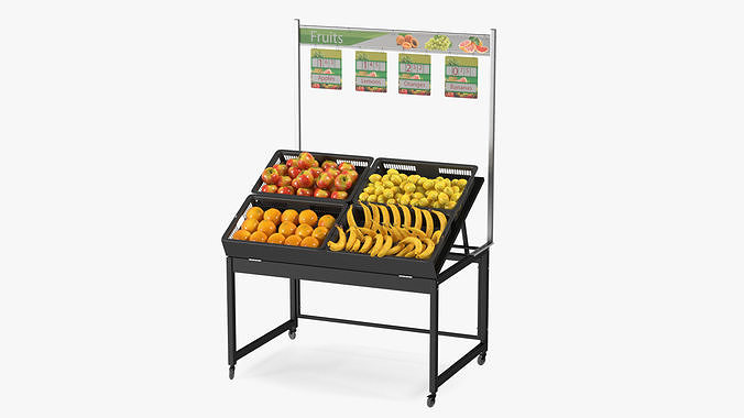 Supermarket Display with Fruit 3D model