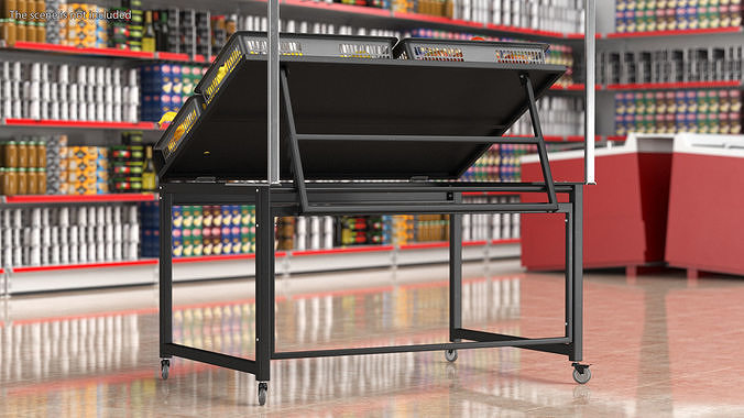 Supermarket Display with Fruit 3D model 3
