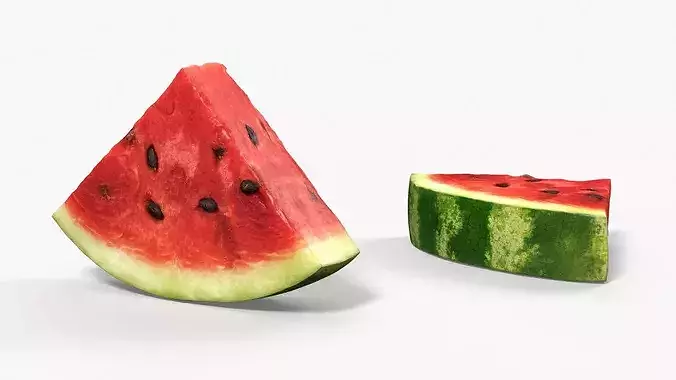 Triangular Watermelon Slice with Seeds 3D model