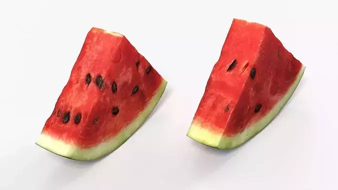 Triangular Watermelon Slice with Seeds 3D model 3