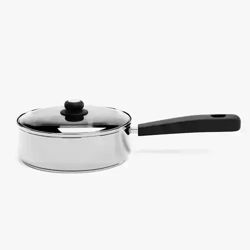 Cooking Pot V8 - Stainless Steel Kitchenware with Glass Lid 3D model
