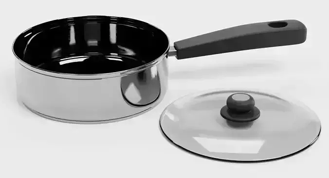 Cooking Pot V8 - Stainless Steel Kitchenware with Glass Lid 3D model 3