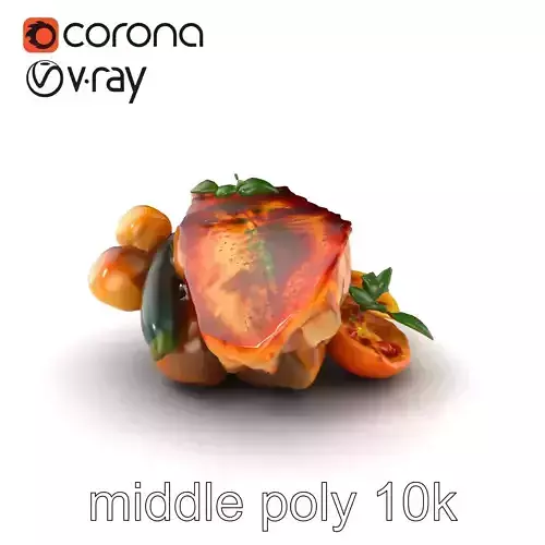 Golden-Crusted Tuna Steak and Vegetables Model Pack Low-poly 3D model