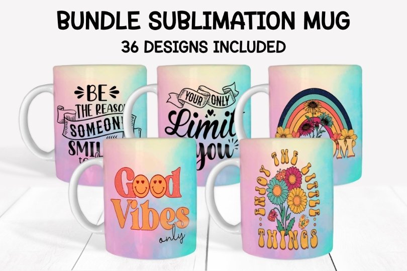 36 mug sublimation designs with motivational quotes Bundle
