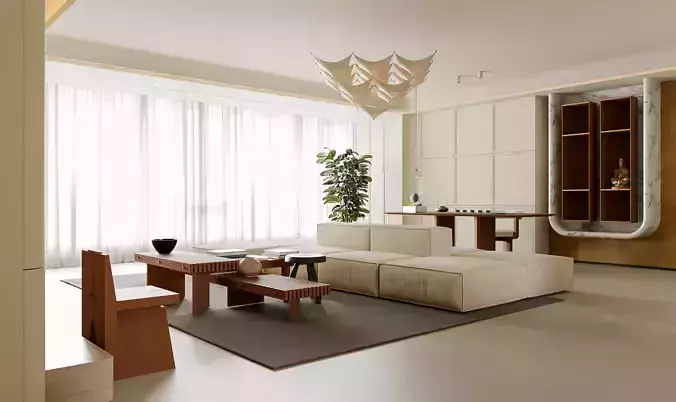 Modern minimalist living room 3D model