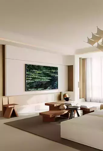 Modern minimalist living room 3D model 3