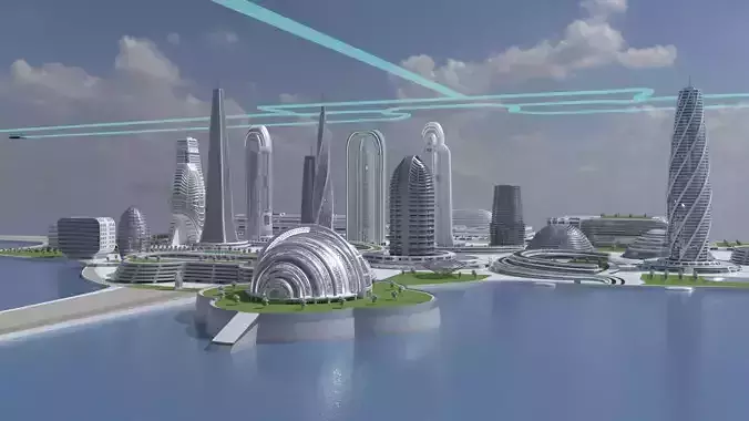 Futuristic City Day and Night Edition 3D model