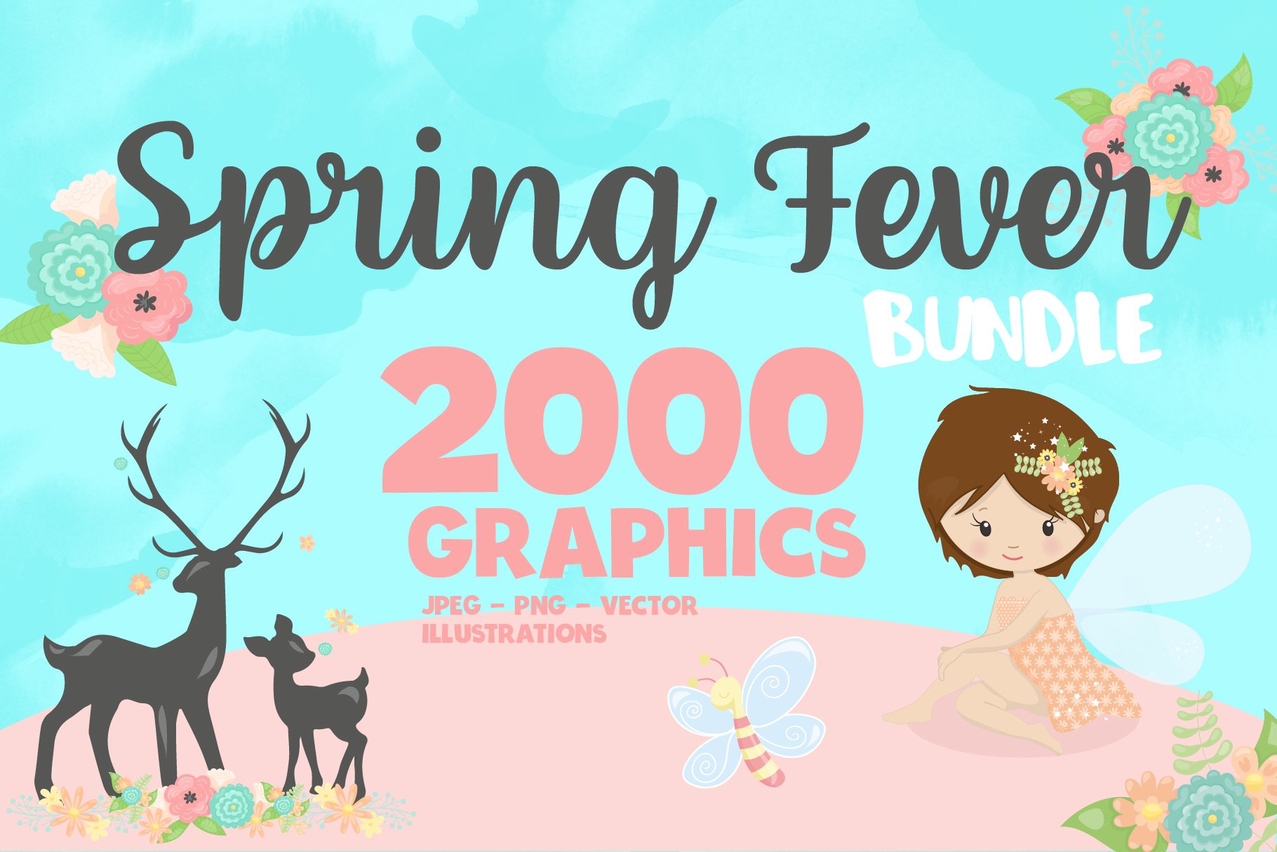 Baby floral illustrations bundle - Baby Sublimation designs