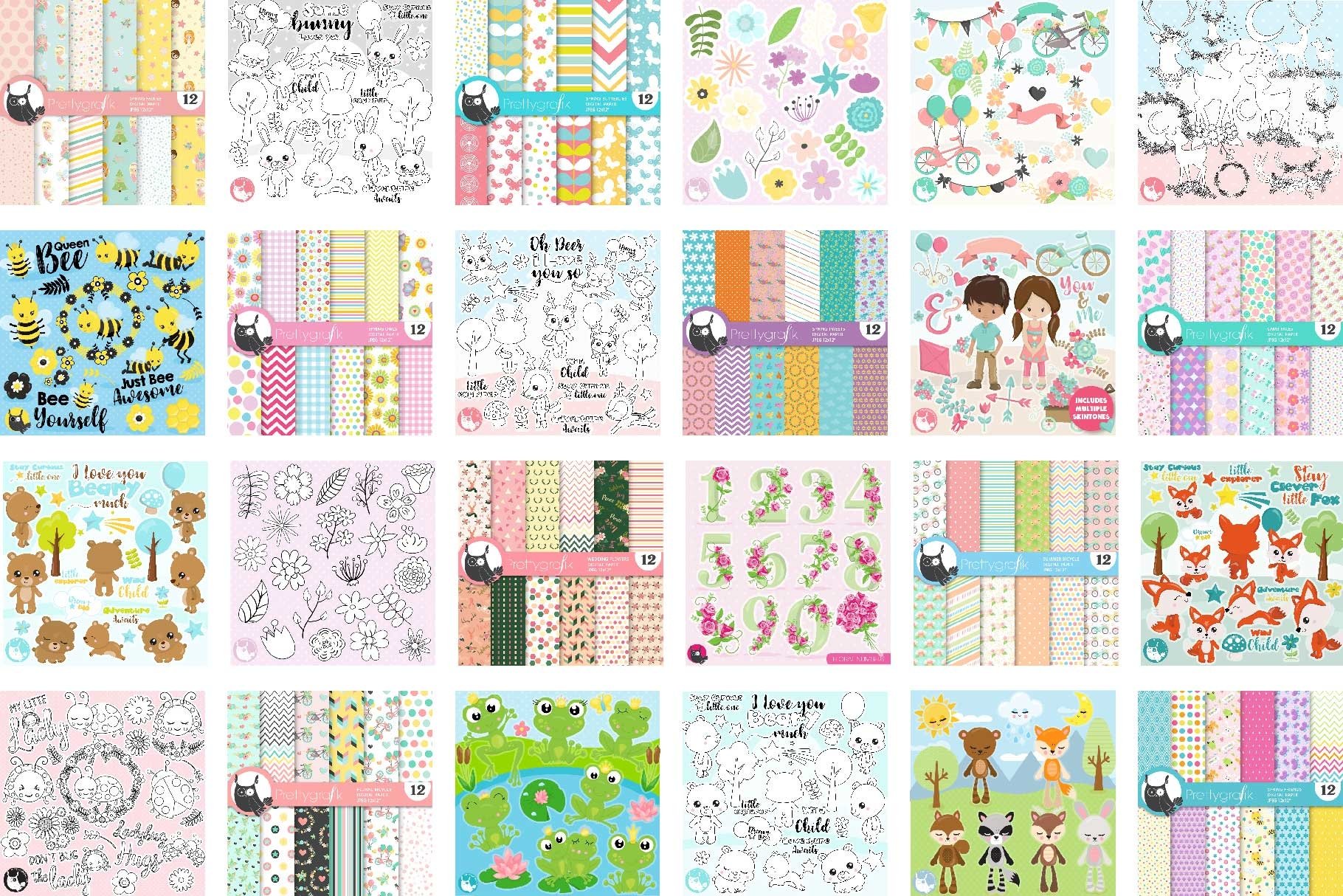 Baby floral illustrations bundle - Baby Sublimation designs 2