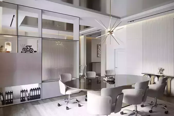 Contemporary Office Interior Executive Workspace 3D model