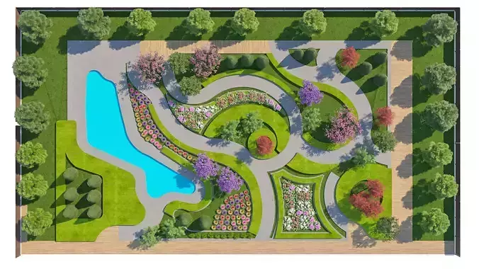 Botanical Swirl Garden 3D Model Low-poly 3D model