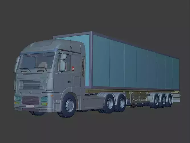 Generic Semi Trailer Large Container Truck 3D model 2
