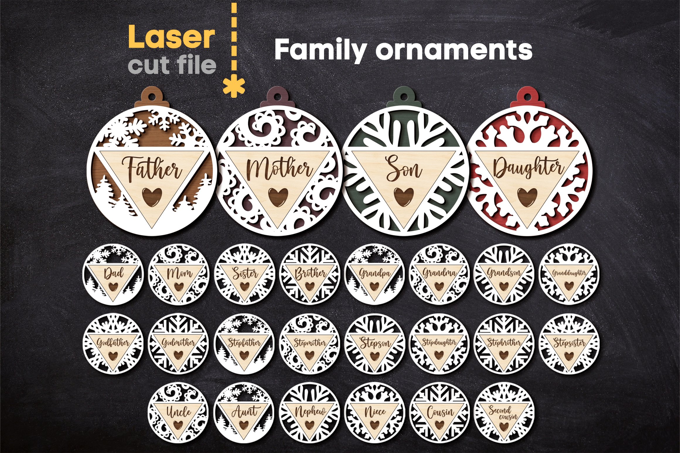Christmas Tree Toys SVG laser cut files for Glowforge