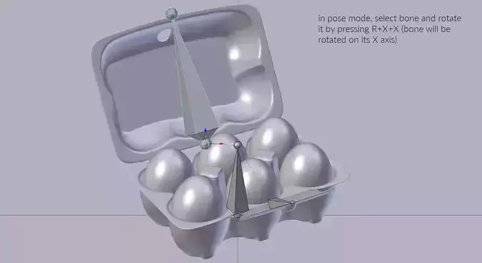 Egg Box - Openable Pulp Carton with Six Eggs - Rigged 3D model 3