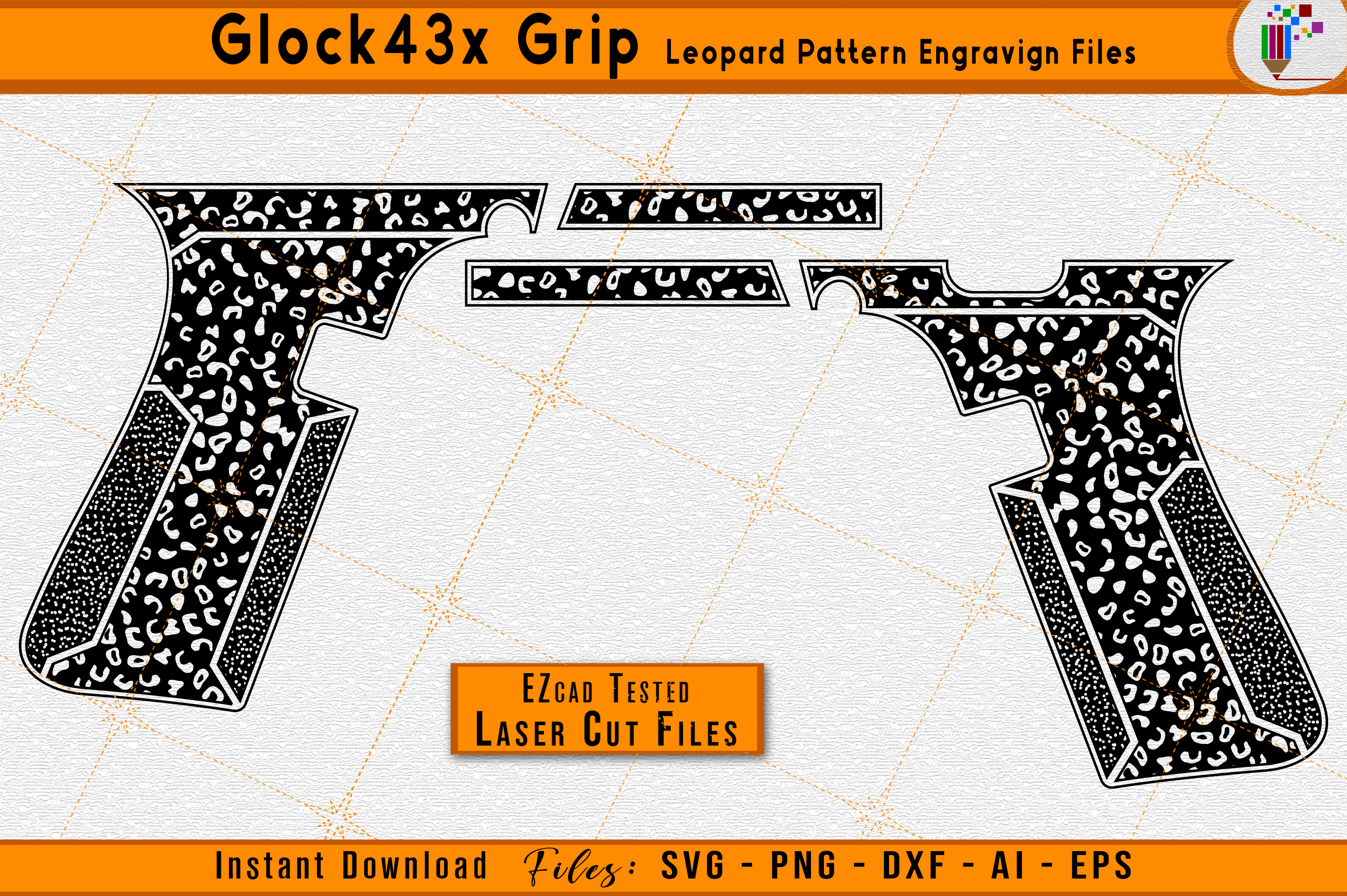 Glock 43X Grip Leopard Pattern Firearms Gun Laser Engraving