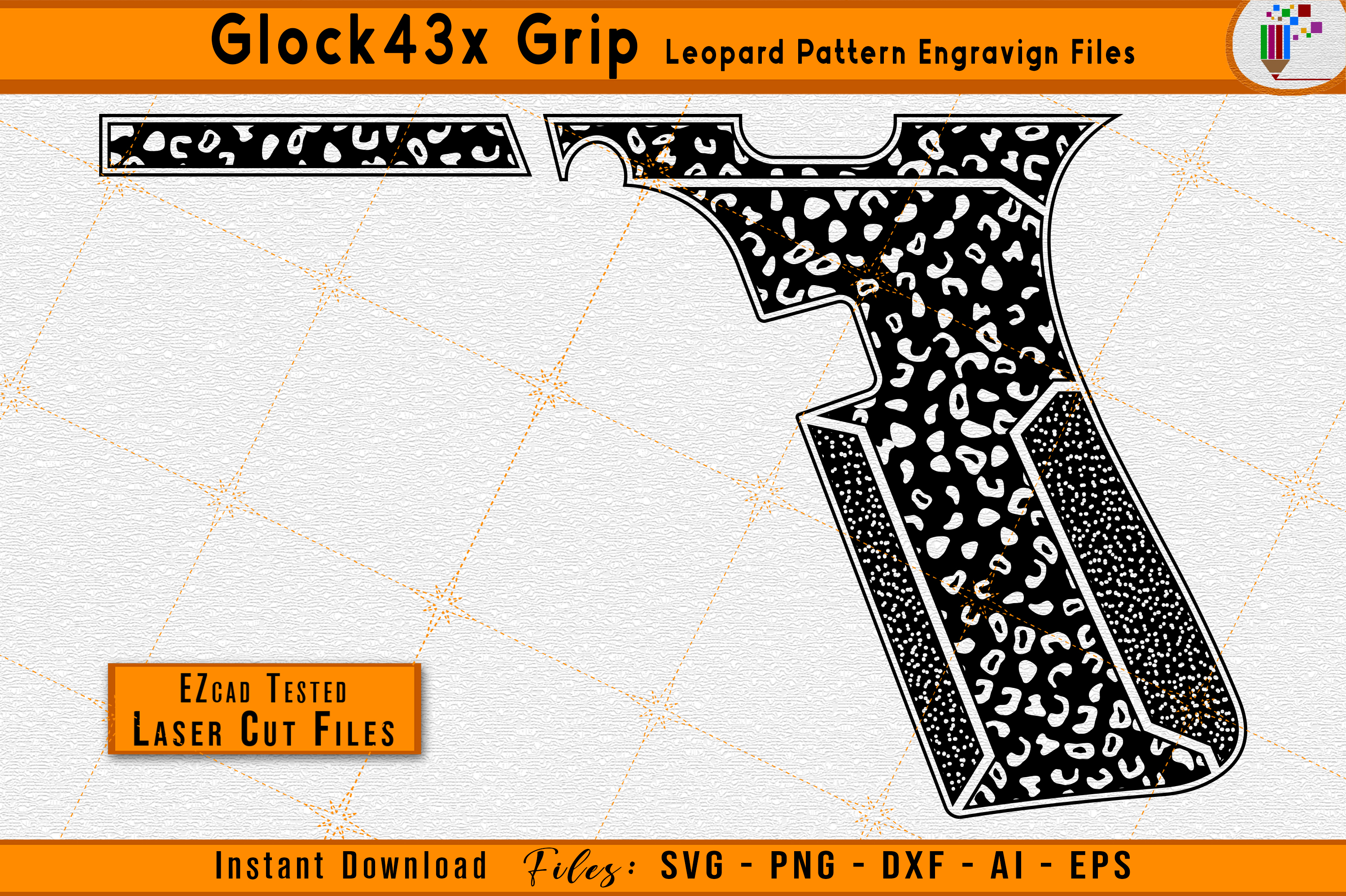 Glock 43X Grip Leopard Pattern Firearms Gun Laser Engraving 2