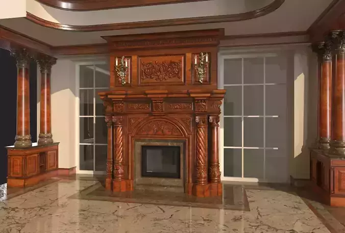 Classic Fireplace 1 3D model