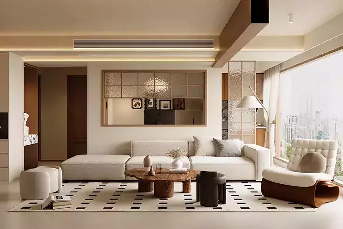 Wabi sabi Japanese Living Modern Japanese Living and Dining  3D model
