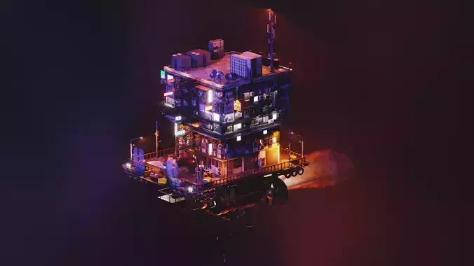 Cyberpunk Flying Apartment 3D model