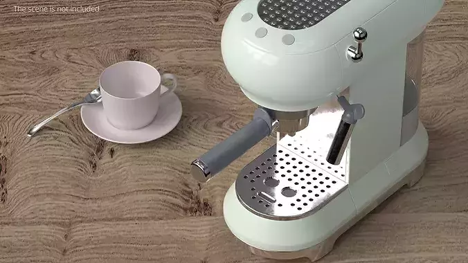 Retro Style Espresso Manual Coffee Machine Light Green 3D model 3