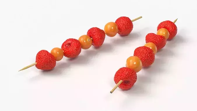 Skewer with Strawberry and Physalis 3D model