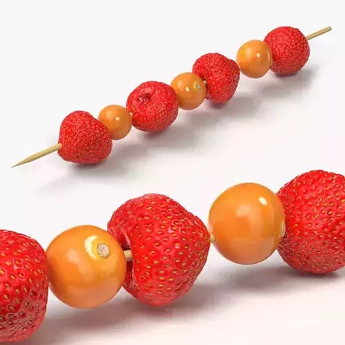 Skewer with Strawberry and Physalis 3D model 2