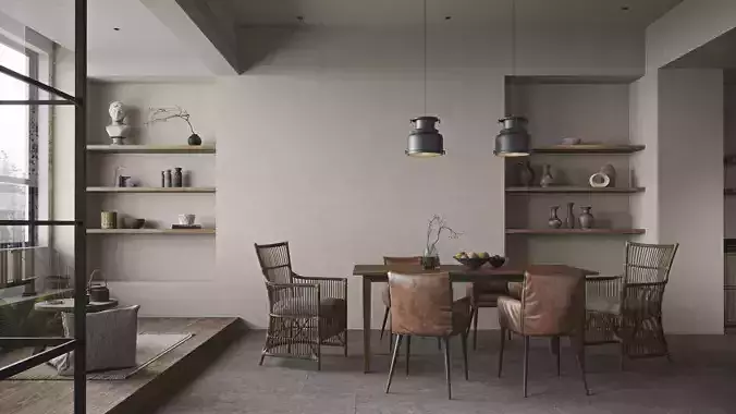 Wabi-sabi livingroom  3D model 2
