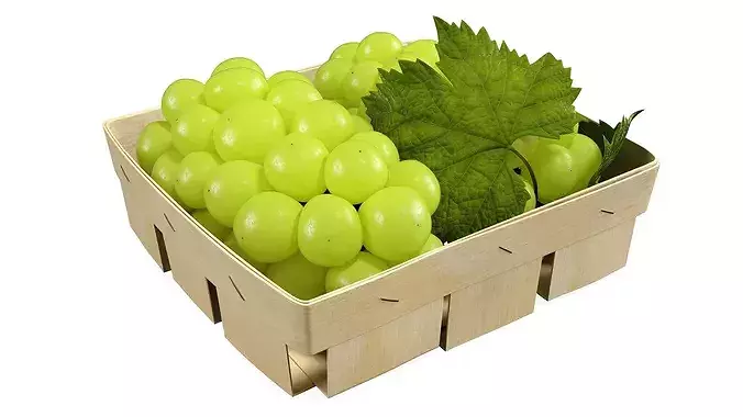Shine Muscat Grape in Basket 3D model