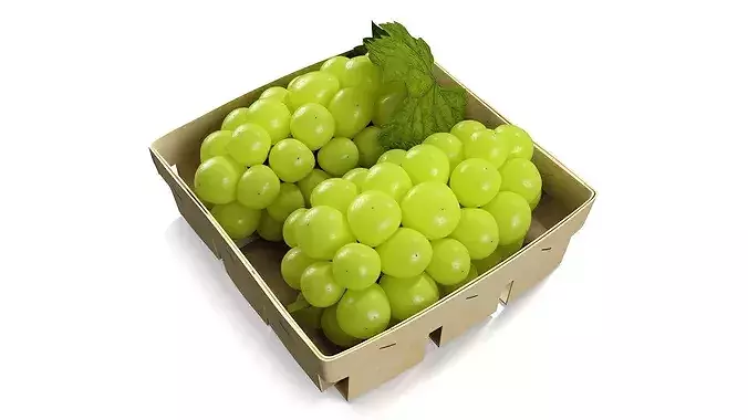 Shine Muscat Grape in Basket 3D model 2