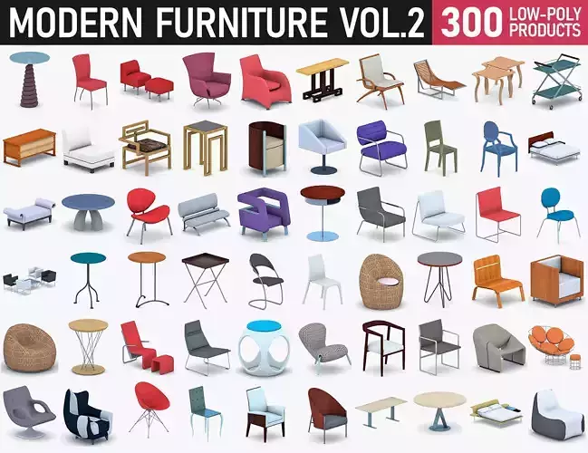 Modern Furniture Vol 2 Low-poly 3D model