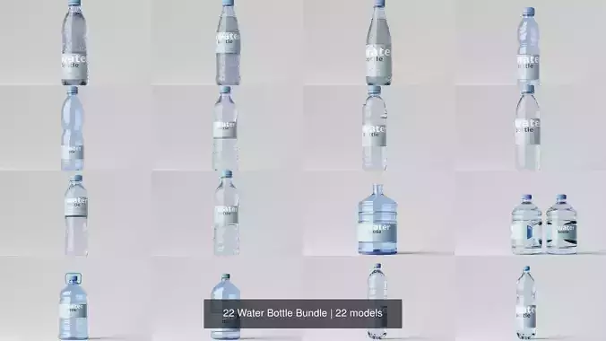 22 Water Bottle Bundle 3D Model Pack