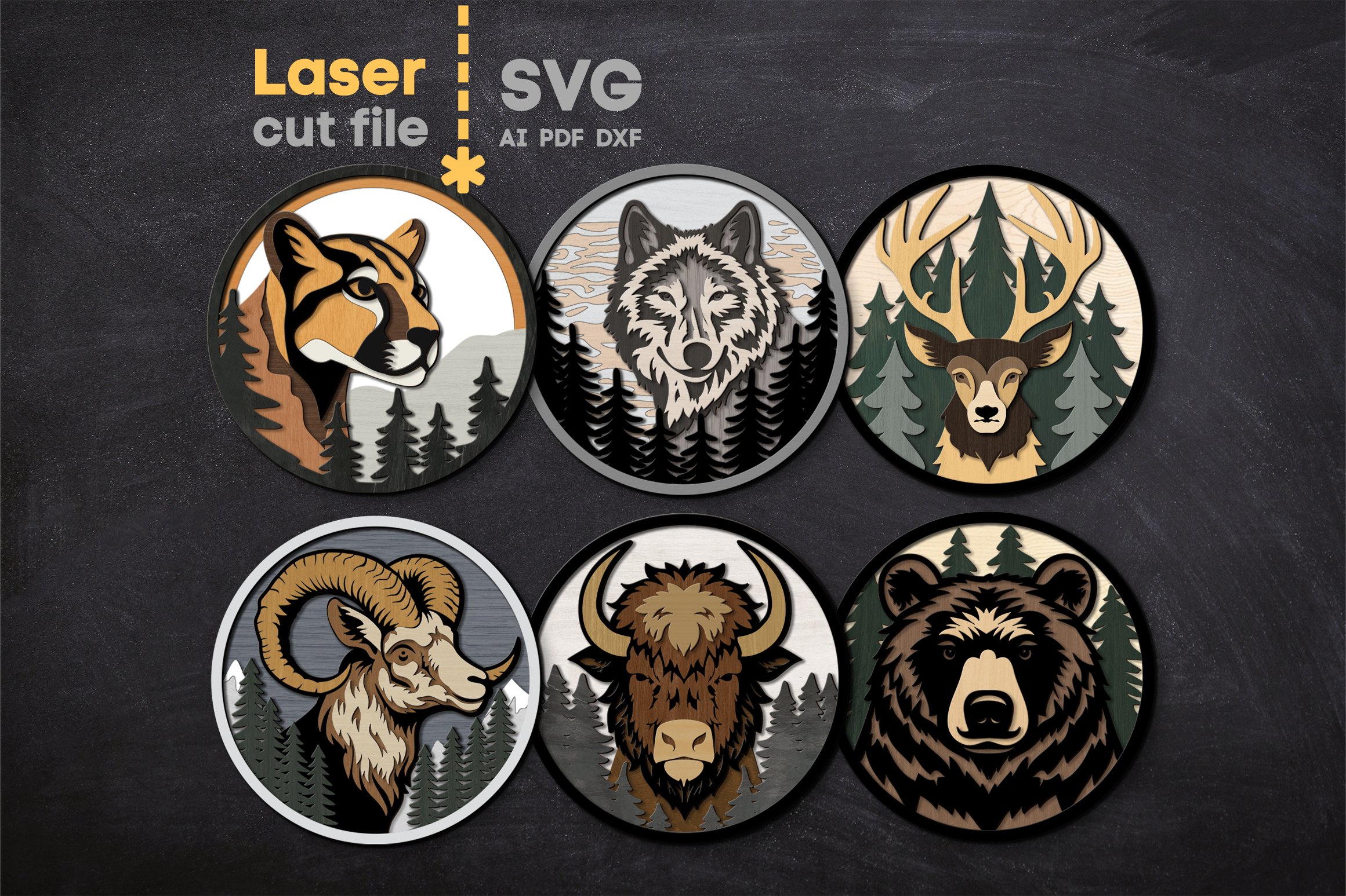 Forest Animals Bundle SVG laser cut file for Glowforge 2