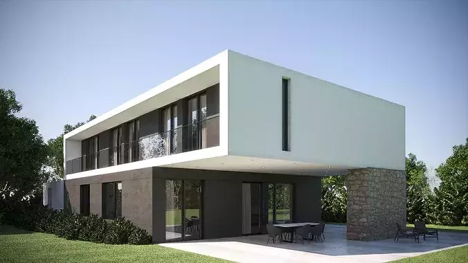 Exterior House Scene 8 Day Dusk 3D model