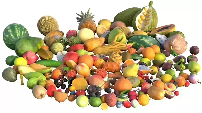 Fruits Pile  Low-poly 3D model