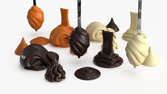 Chocolate Caramel Cream Whipped Splash Collection Low-poly 3D model 2