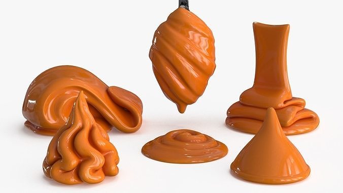 Chocolate Caramel Cream Whipped Splash Collection Low-poly 3D model 3