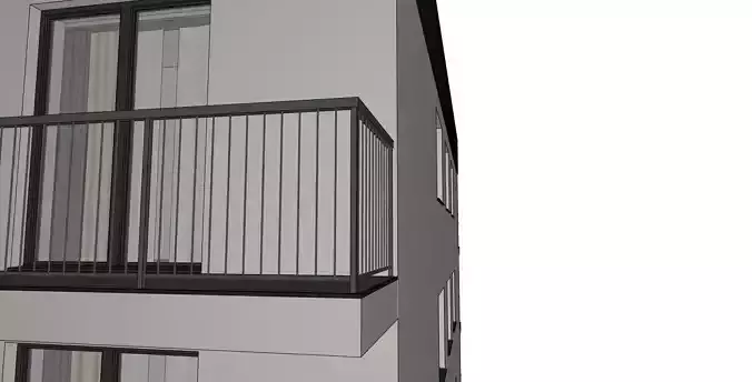 Modern Apartment Building 3D Model   Five Story Residential 3D model 3