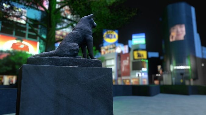 Shibuya Scramble Crossing  Shibuya City Tokyo Japan Low-poly 3D model 3