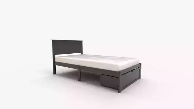 AFI Boston Platform Bed with Foot Drawer 3D model