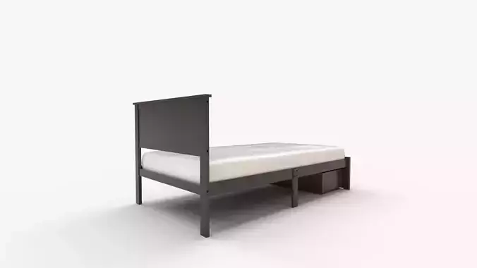 AFI Boston Platform Bed with Foot Drawer 3D model 3