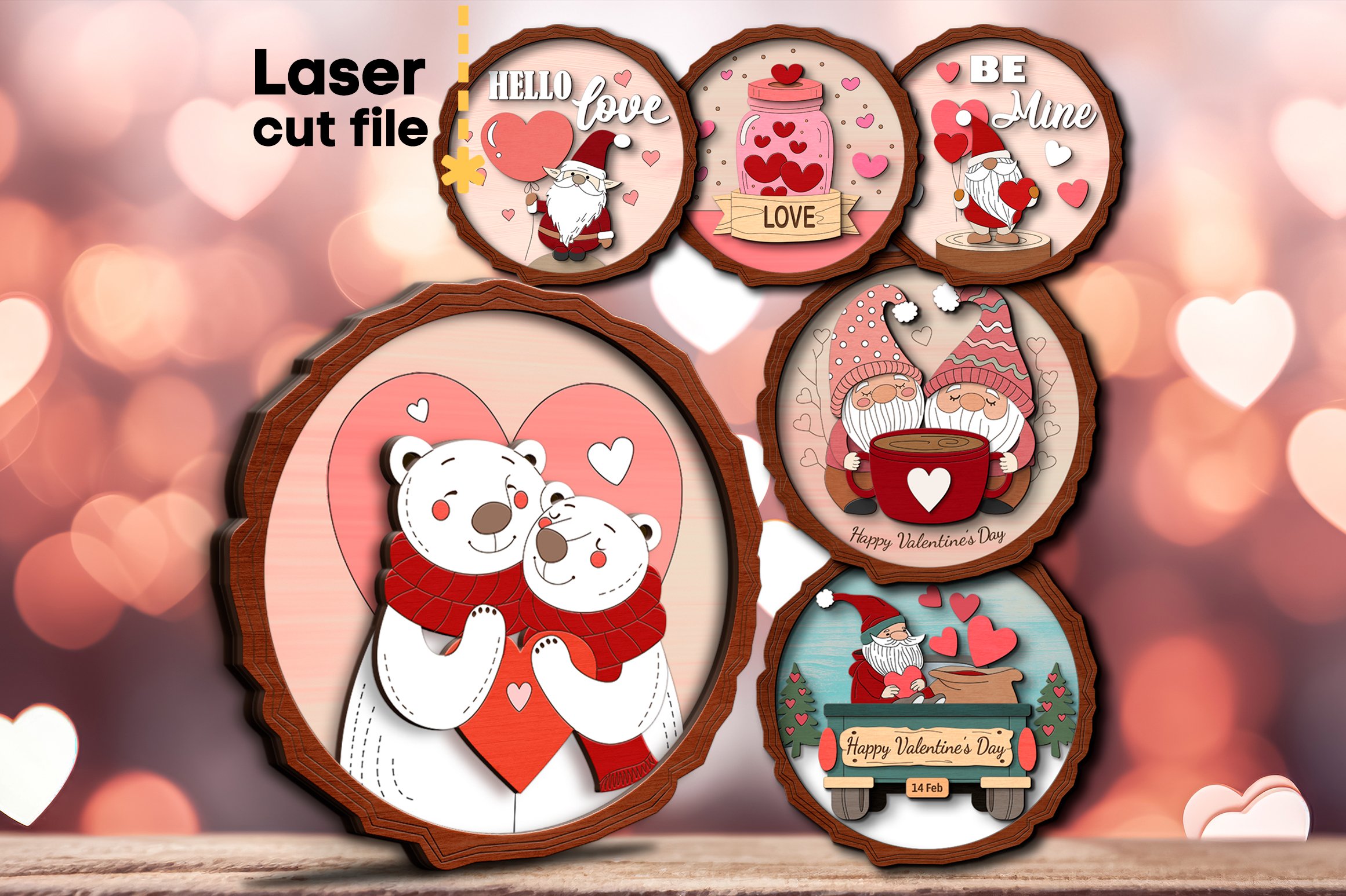 Valentines Day Bundle SVG laser cut files for Glowforge